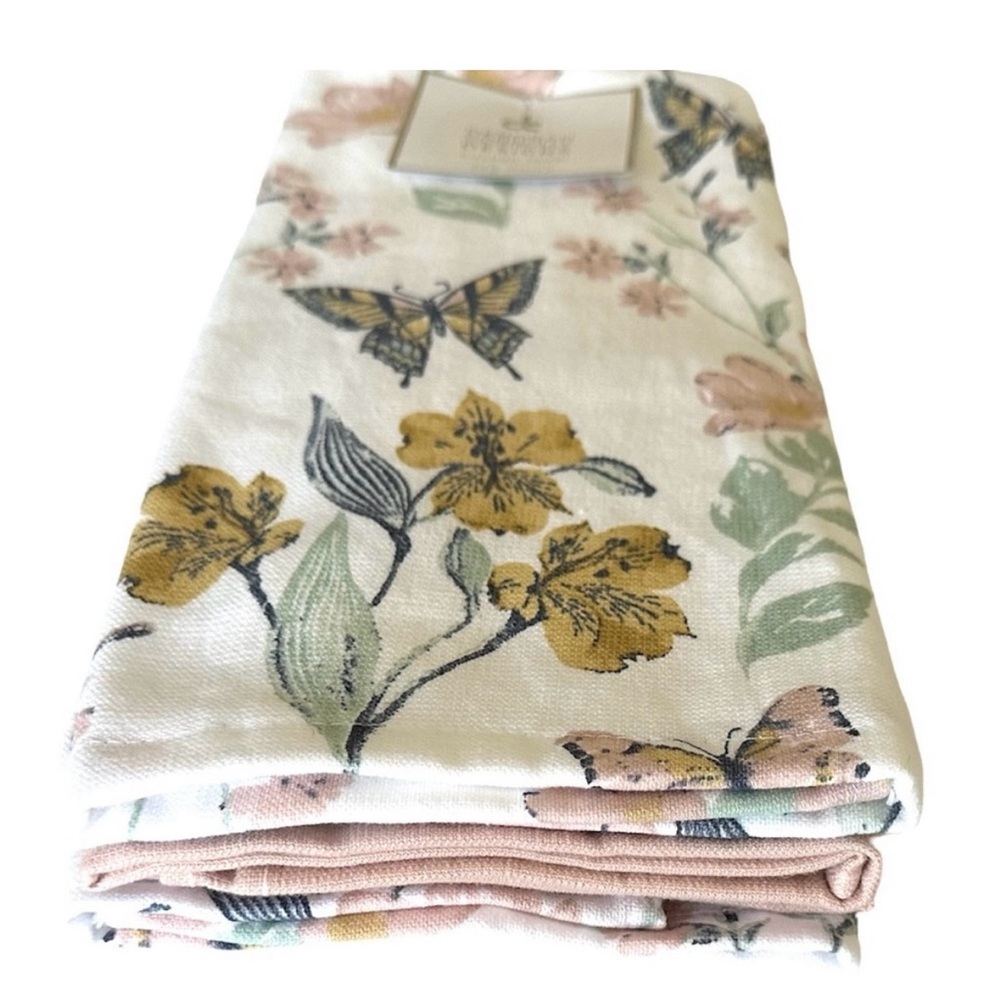 Deborah Connolly Kitchen Towels Set of 3 Pastel Floral & Butterflies NEW - Picture 6 of 10